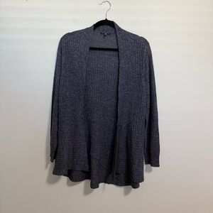 Eileen Fisher Ribbed Linen Silk Wool Open Front Cardigan Medium